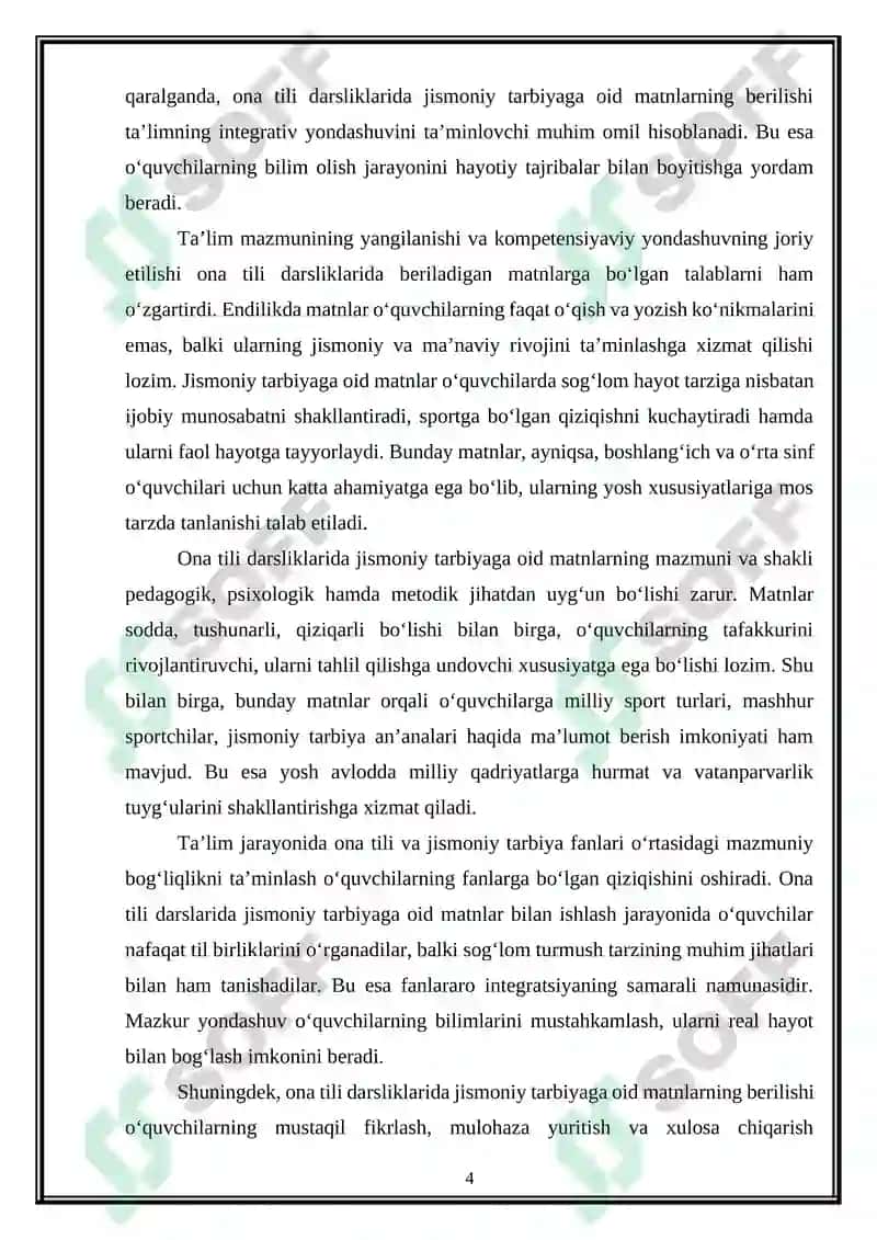 Ona tili darsliklarida jismoniy tarbiyaga oid matnlarning berilishi 4