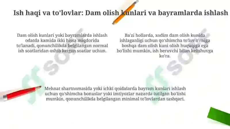 Dam olish kunlari va ishlanmaydigan bayram kunlari 4