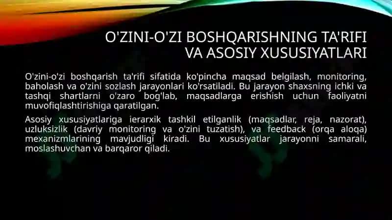 O'zini-o'zi boshqarish 4