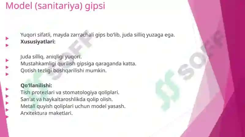 Gips asosida tayyorlangan bog‘lovchi moddalar 4