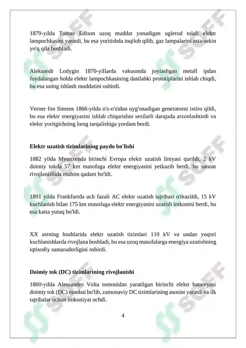 Elektr energetika rivojlanish tarixi 4