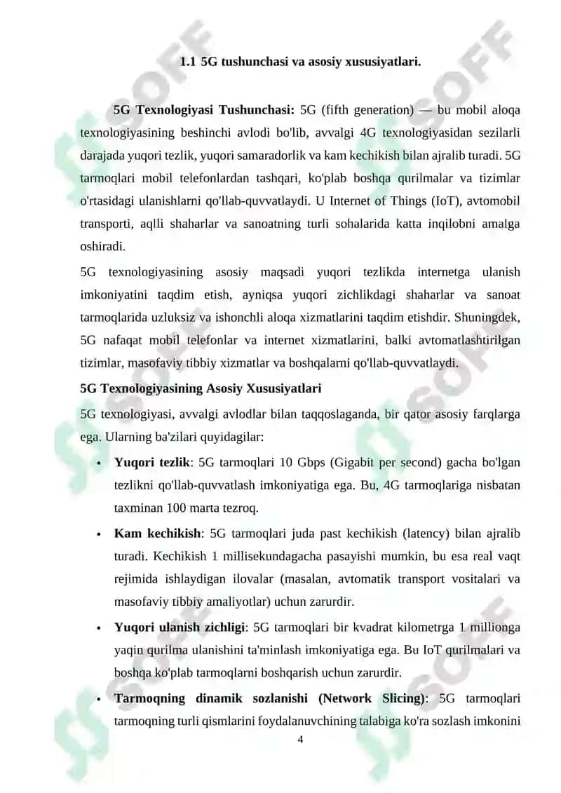 5 G harakatdagi aloqa sotali tarmoqlarining standartlari 4