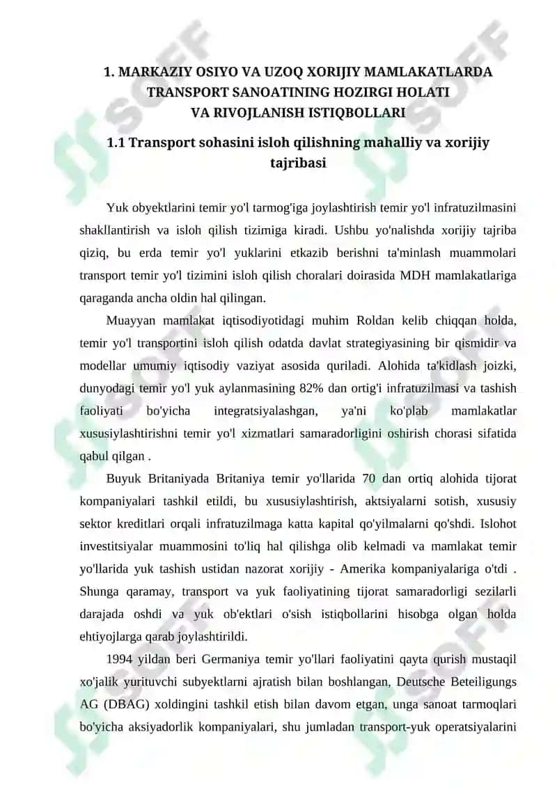 MARKAZIY OSIYO VA UZOQ XORIJIY MAMLAKATLARDA TRANSPORT SANOATINING HOZIRGI HOLATI VA RIVOJLANISH ISTIQBOLLARI 4