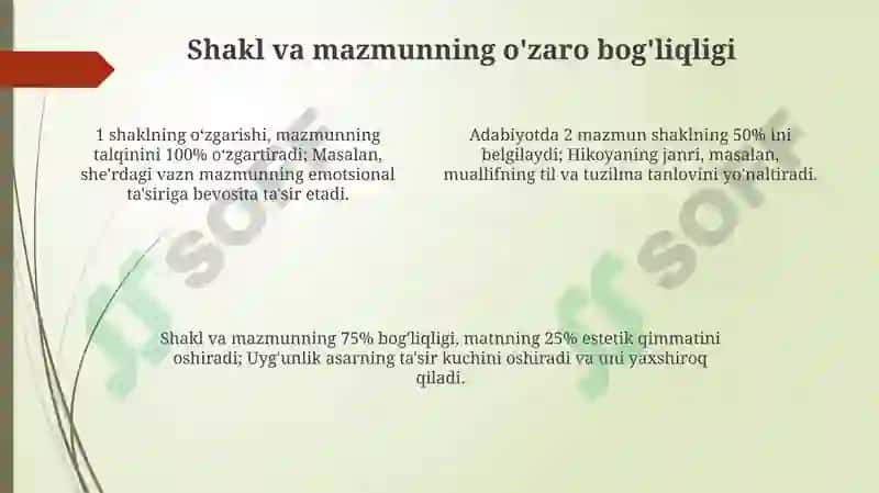 Badiiy asarda shakl va mazmun uyg'unligi 4