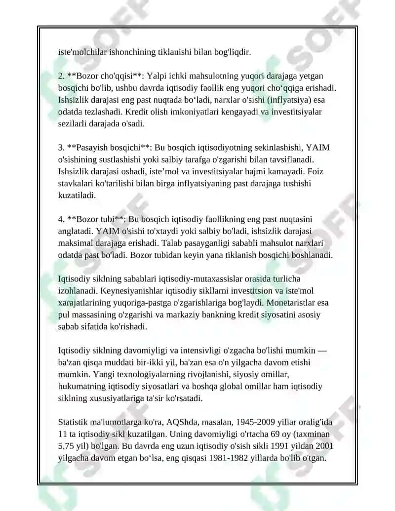 IQTISODIY RIVOJLANISHNING SIKLLILIGI VA IQTISODIY SIKL NAZARIYALARI 4