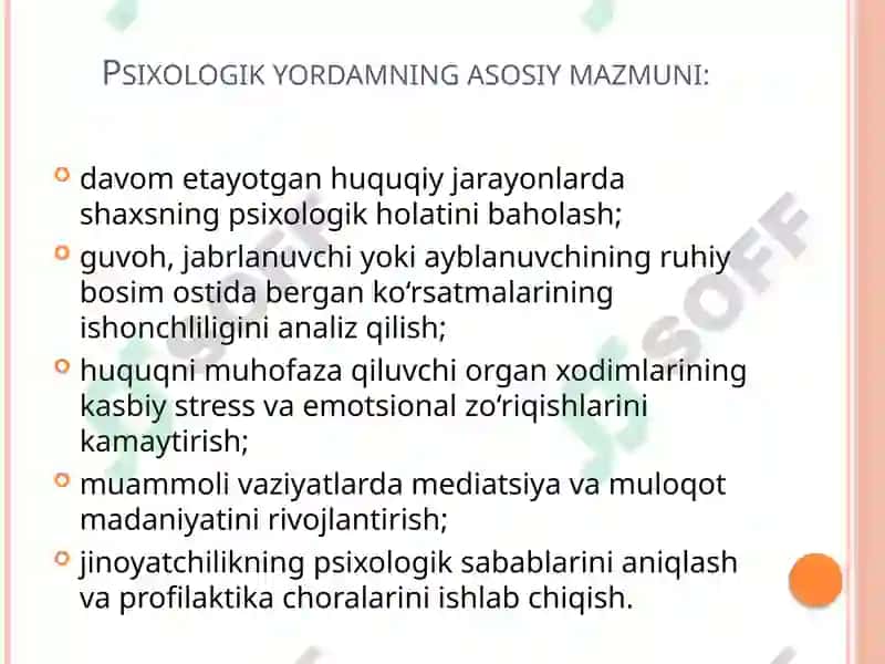 Huquq sohasida psixologik yordamning ahamiyati 4