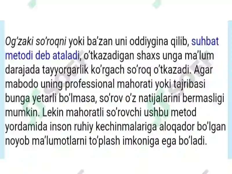 Diagnostikada sòroqlash metodi 4