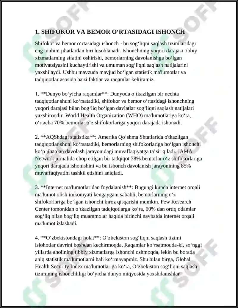 SHIFOKOR VA BEMORNING OʻZARO HAMKORLIGI 4