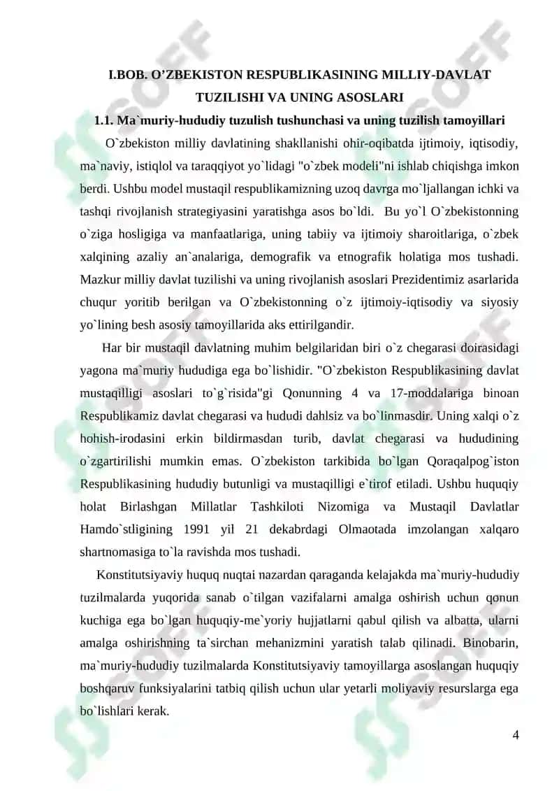 O’zbekistonning ma’muriy-siyosiy tuzilishi kurs ishi 4
