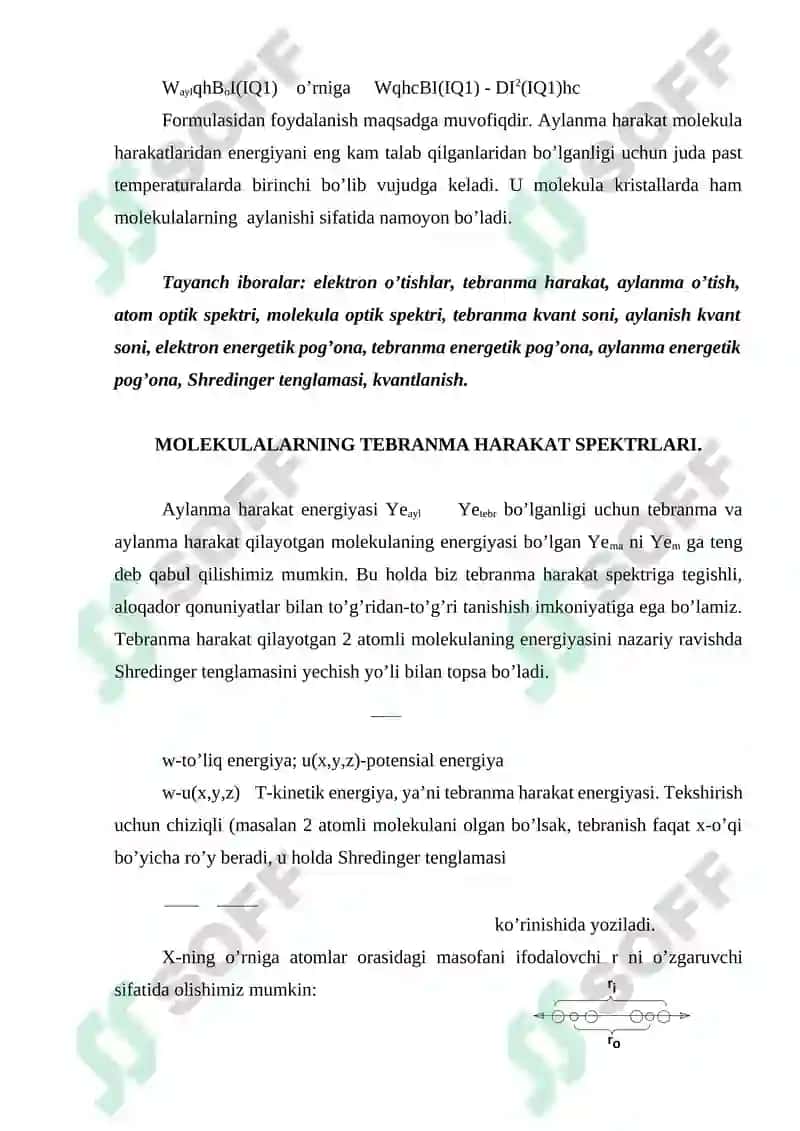 Molekulalarning aylanma, tebranma va elektron  spektrlari. 4