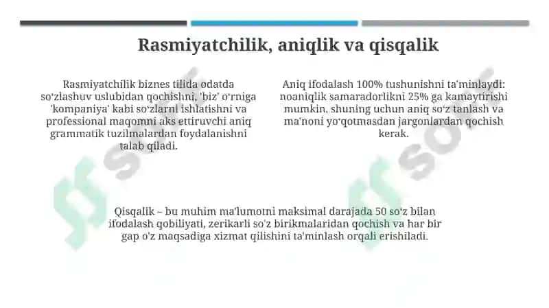 Biznes tilining asosiy xususiyatlari 4