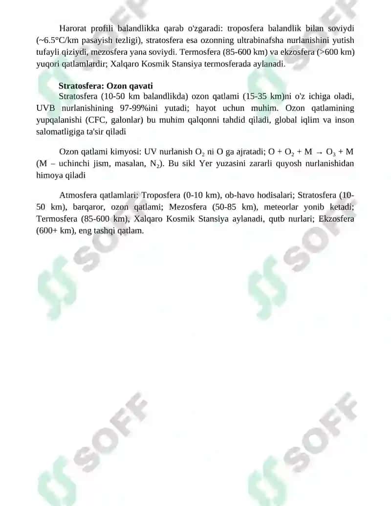 Atmosfera qavatlariga tarif 4