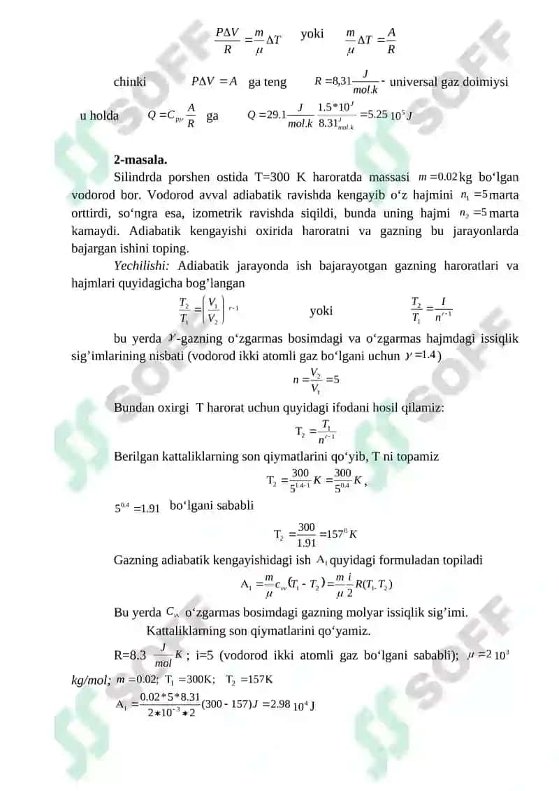 TERMODINAMIKANING I QONUNI. GAZNING BAJARGAN ISHI. KARNO SIKLI. TERMODINAMIKANING II QONUNI. 4