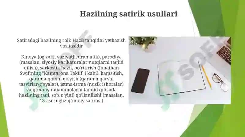 Satirik va yumoristik janrlarni oʻrganish 4