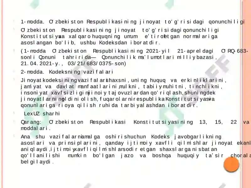 O‘zbekiston Respublikasi Jinoyat kodeksi 4