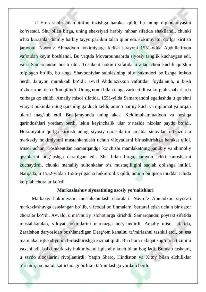 Navro‘z Ahmadxon va uning avlodlari siyosati: markazlashuv va ichki kurashlar 4