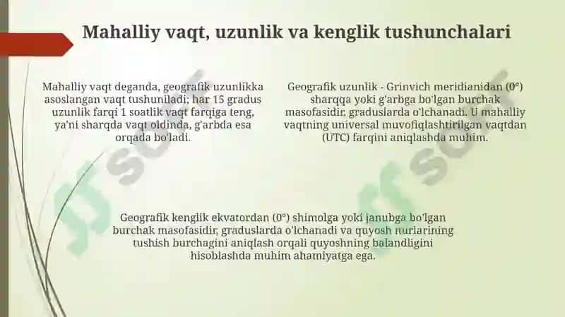 Quyoshning ufqdan balandligini hisoblash 4