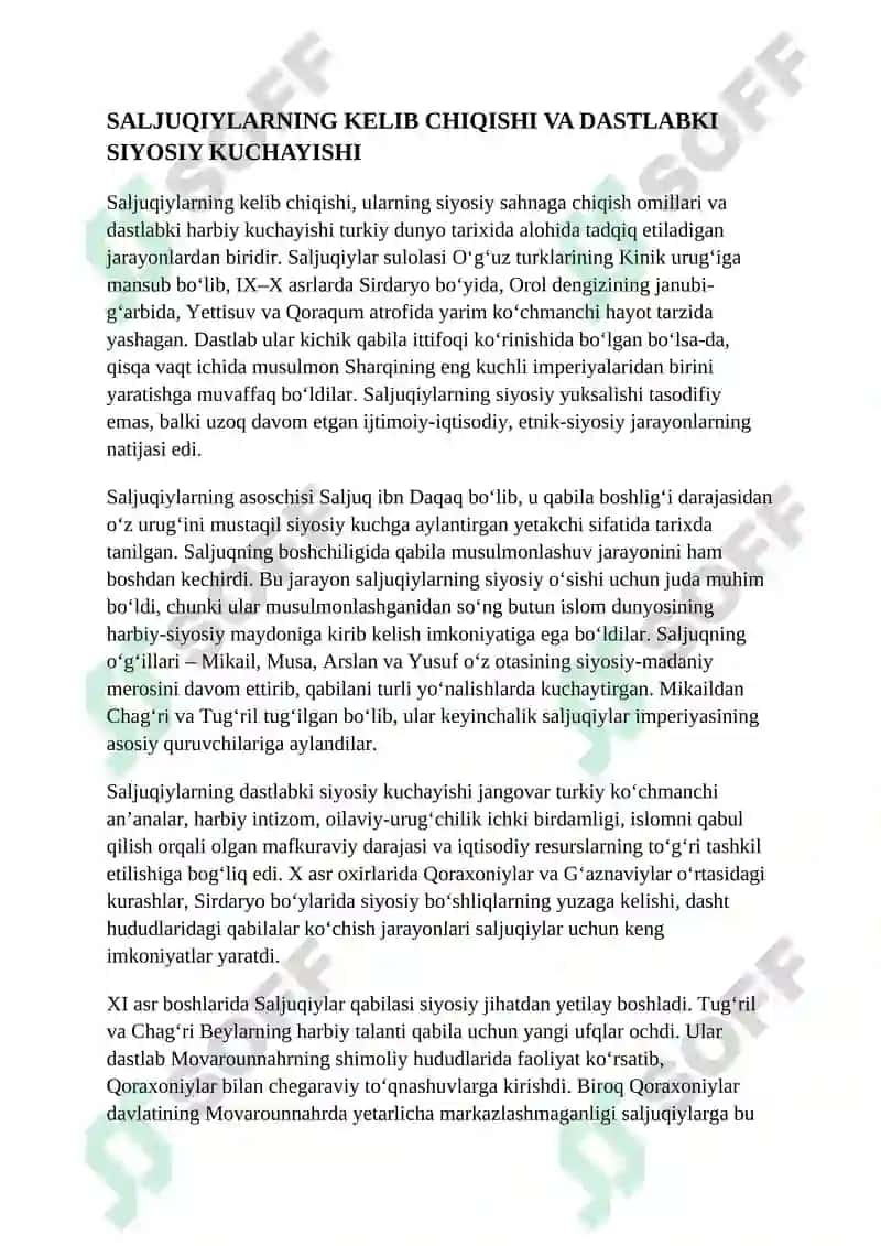 Saljuqiylar davrida Markaziy Osiyo siyosati. 4