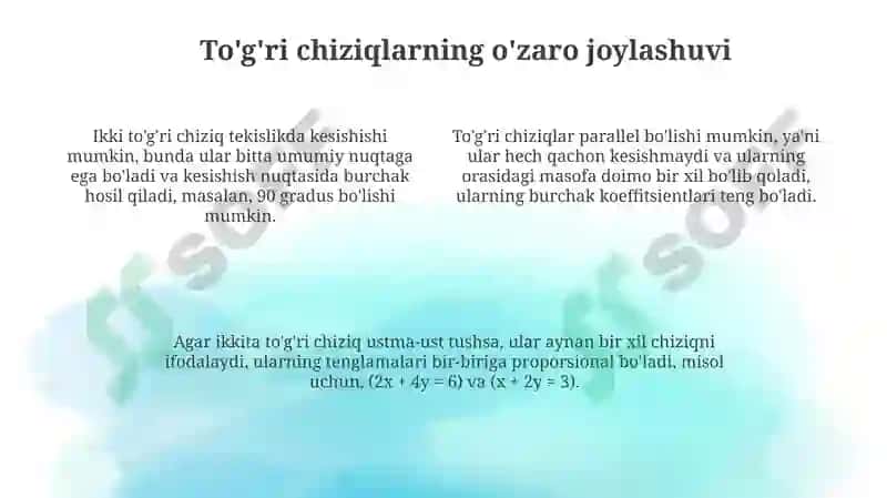 To'g'ri chiziq.Ikkinchi tartibli chiziqlar 4
