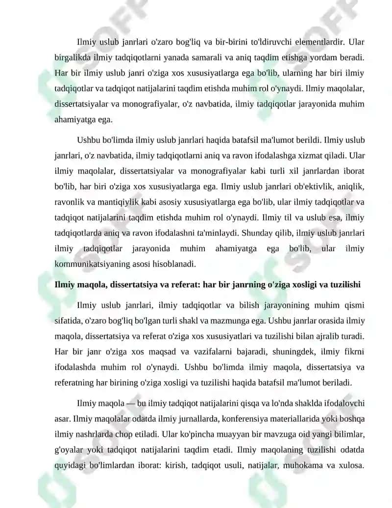 Ilmiy uslub janrlari. Kurs ishi haqida. 4