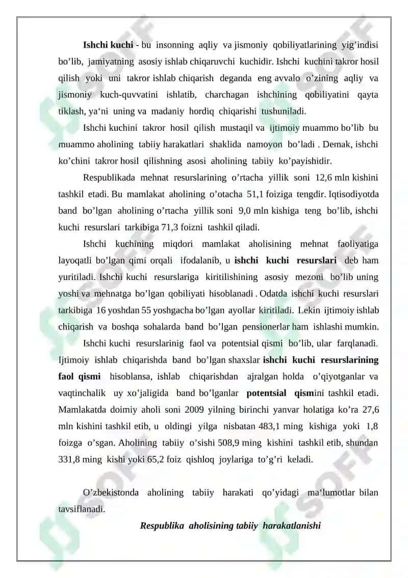 Ishchi kuchi uning bandligi va ishsizliki 4
