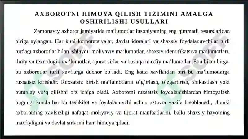 Axborotni ruxsatsiz foydalanishlardan himoyalash 4