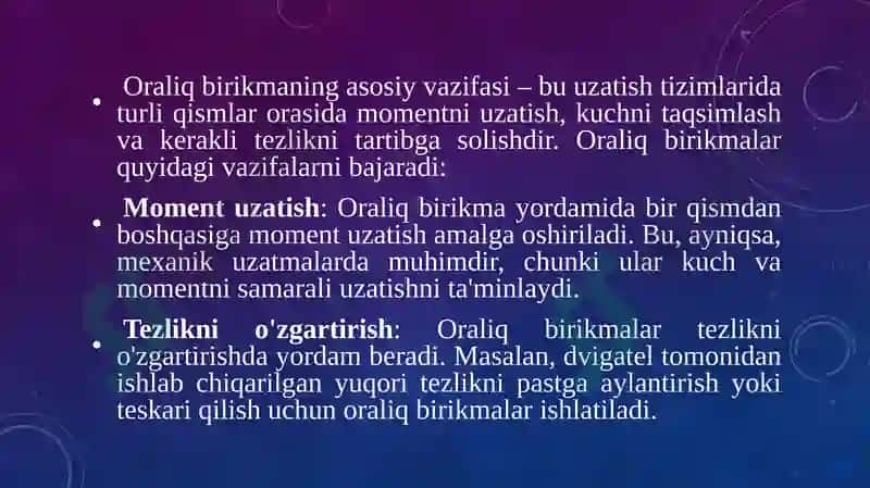 Oraliq Birikma va Kardan Uzatmalari Konstruksiyasi 4