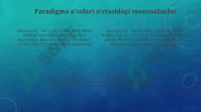 Leksemalar paradigmatikasi 4