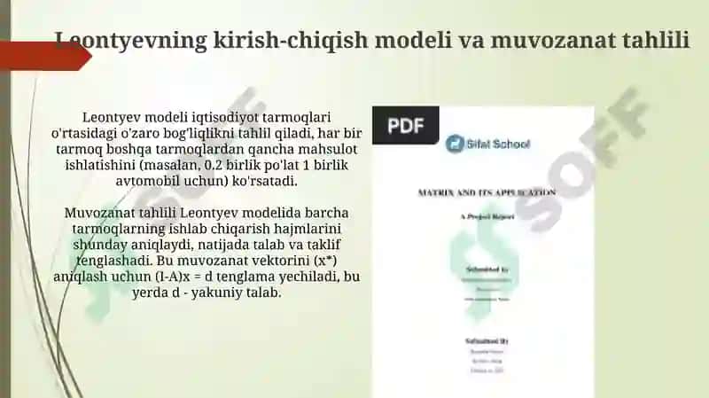 Matritsalar nazariyasi va iqtisodiy modellash 4