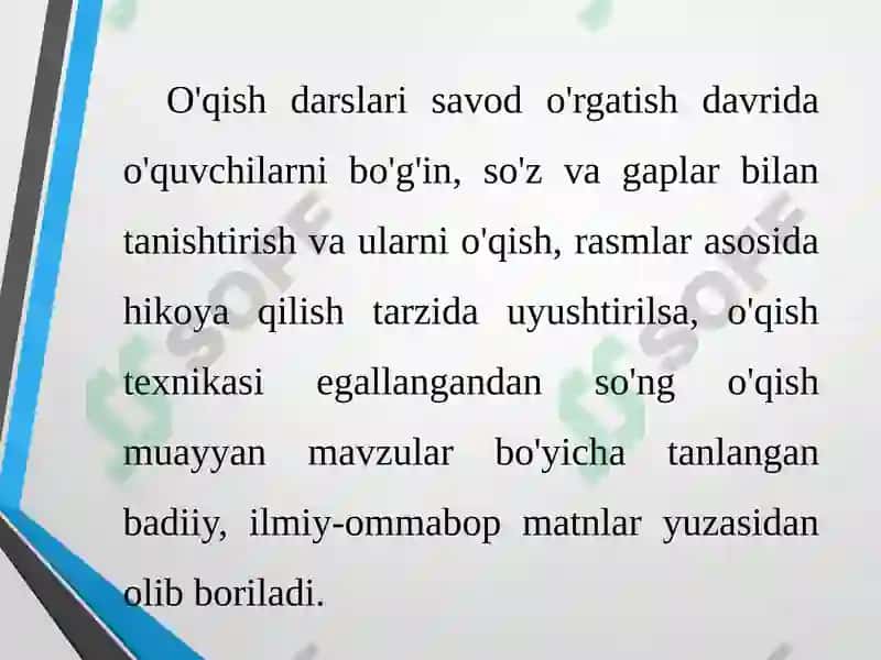 Boshlang'ich sinflarning o'qish darslari 4