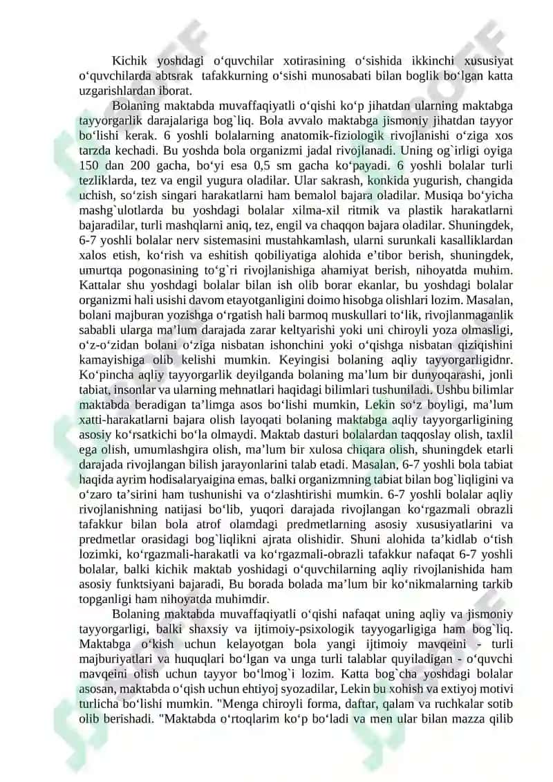 Kichik maktab yoshi davrida psixik rivojlanish xususiyatlar 4