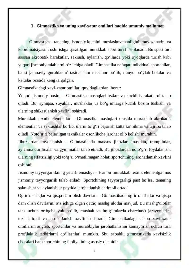 Gimnastikada jarohatlanishning oldini olish choralari 4