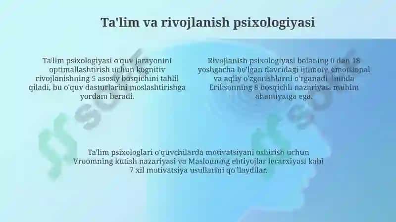 Psixolog xizmat faoliyatining yoʻnalishlari 4