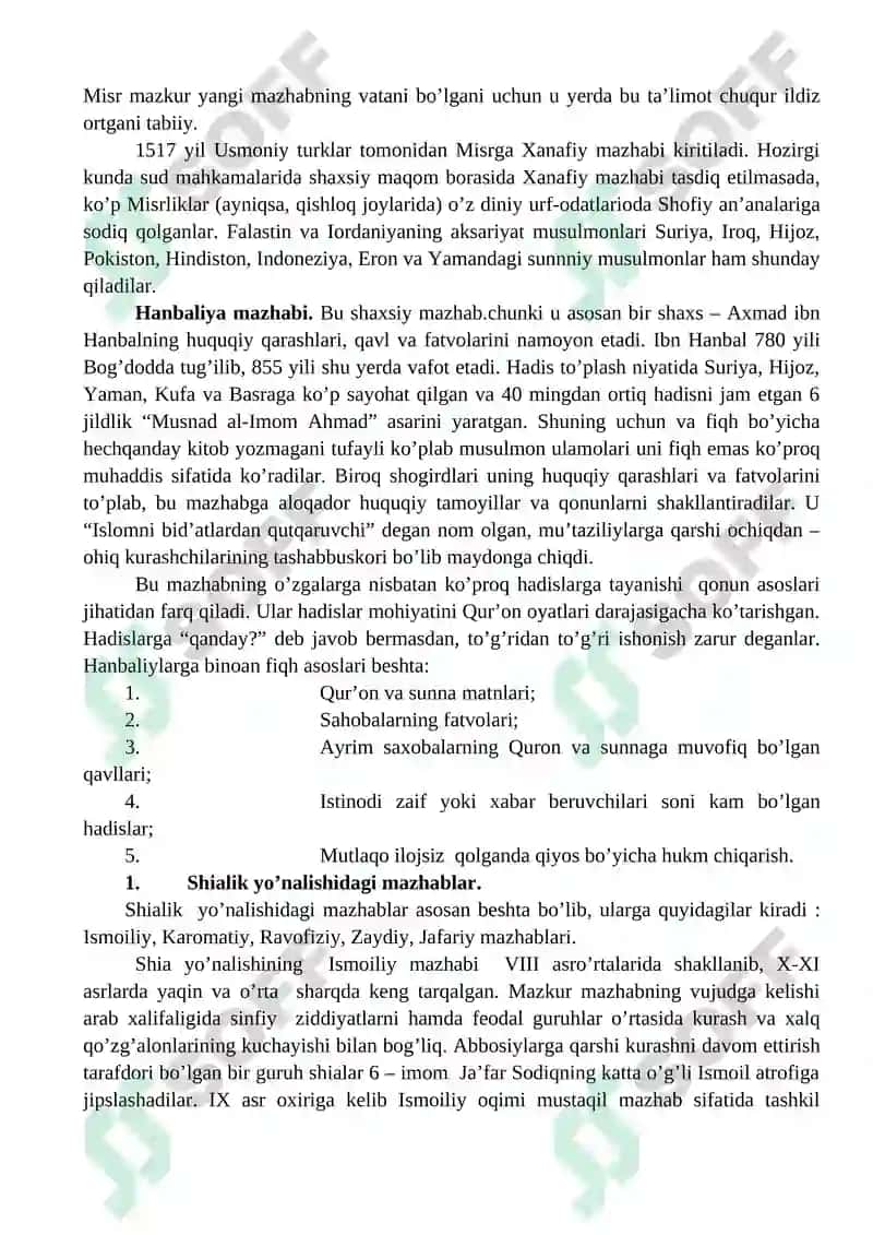 Islom Dinidagi Mazhab va Oqimlar 4