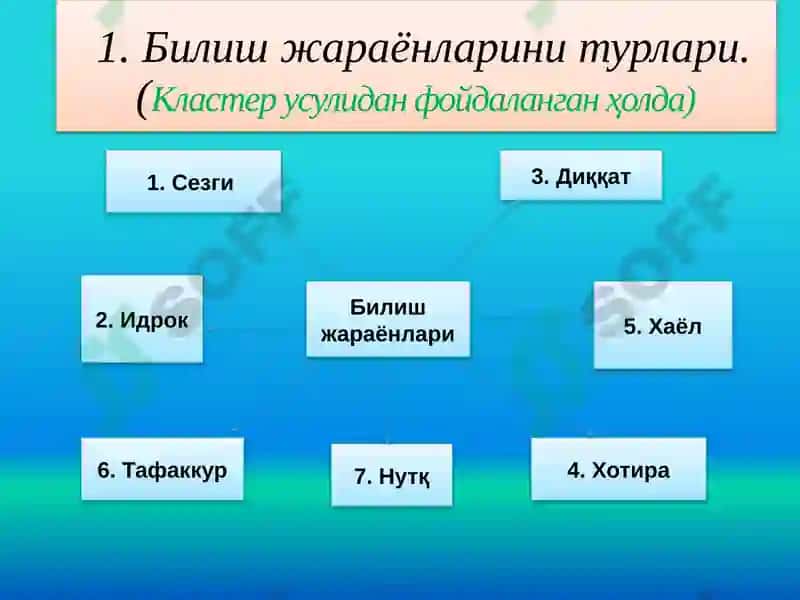 ШАХСНИНГ БИЛИШ ЖАРАЁНЛАРИ 4
