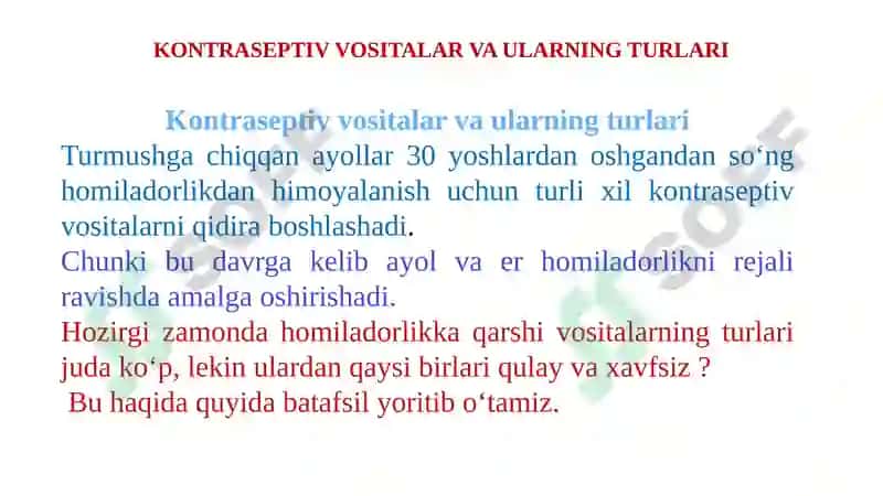 Kontraseptiv vositalarning zamonaviyusullari 4
