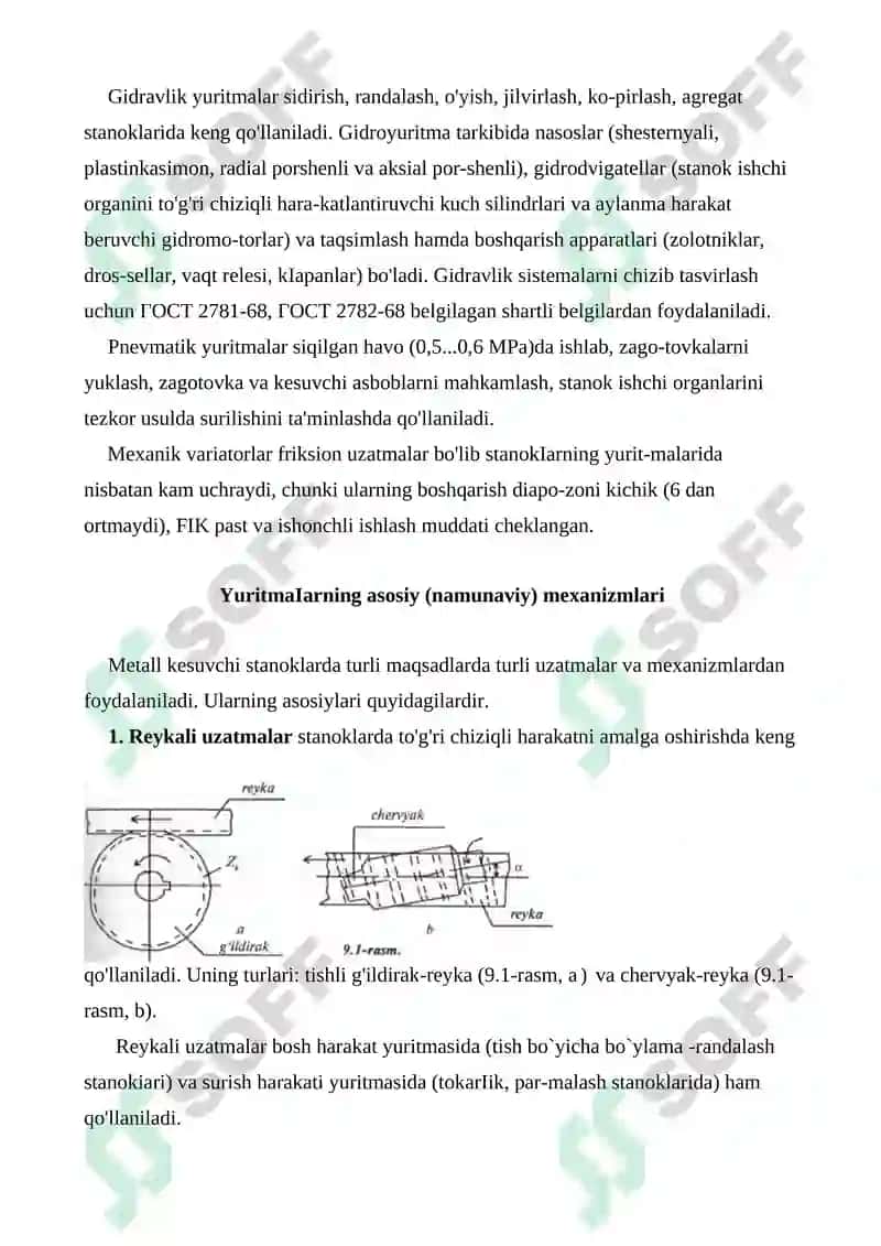 Stanoklar kinematikasi va yuritmalari 4