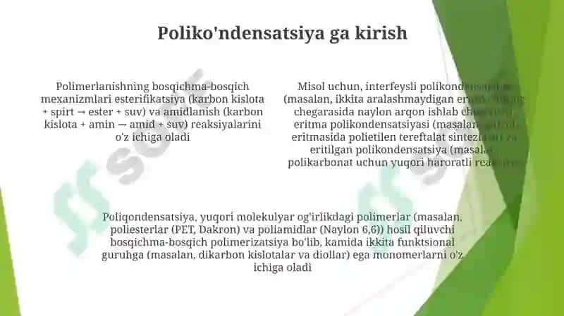 Polikondensatlanish reaktsiyalari 4