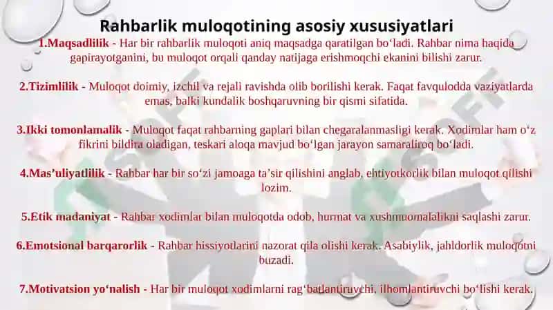 Raxbarlikning xususiyatlari 4