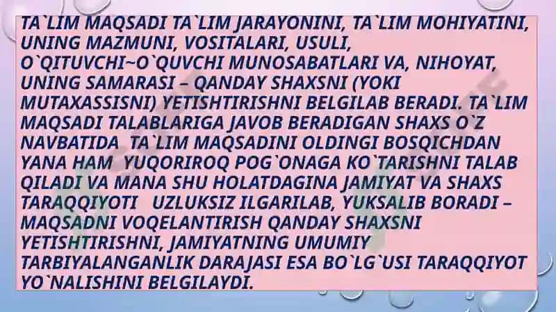 Taʼlimning maqsadi va vazifalari 4