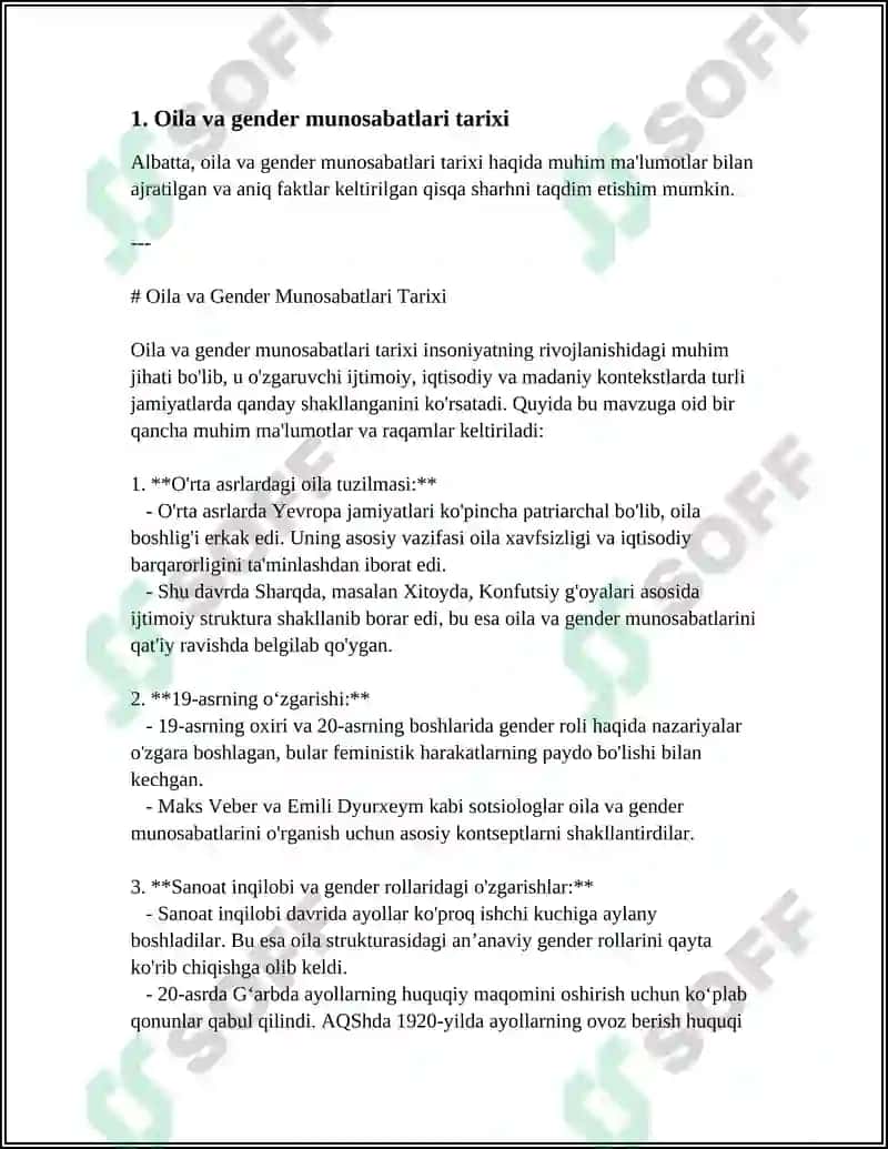 Oila va Gender Munosabatlari Tarixi 4
