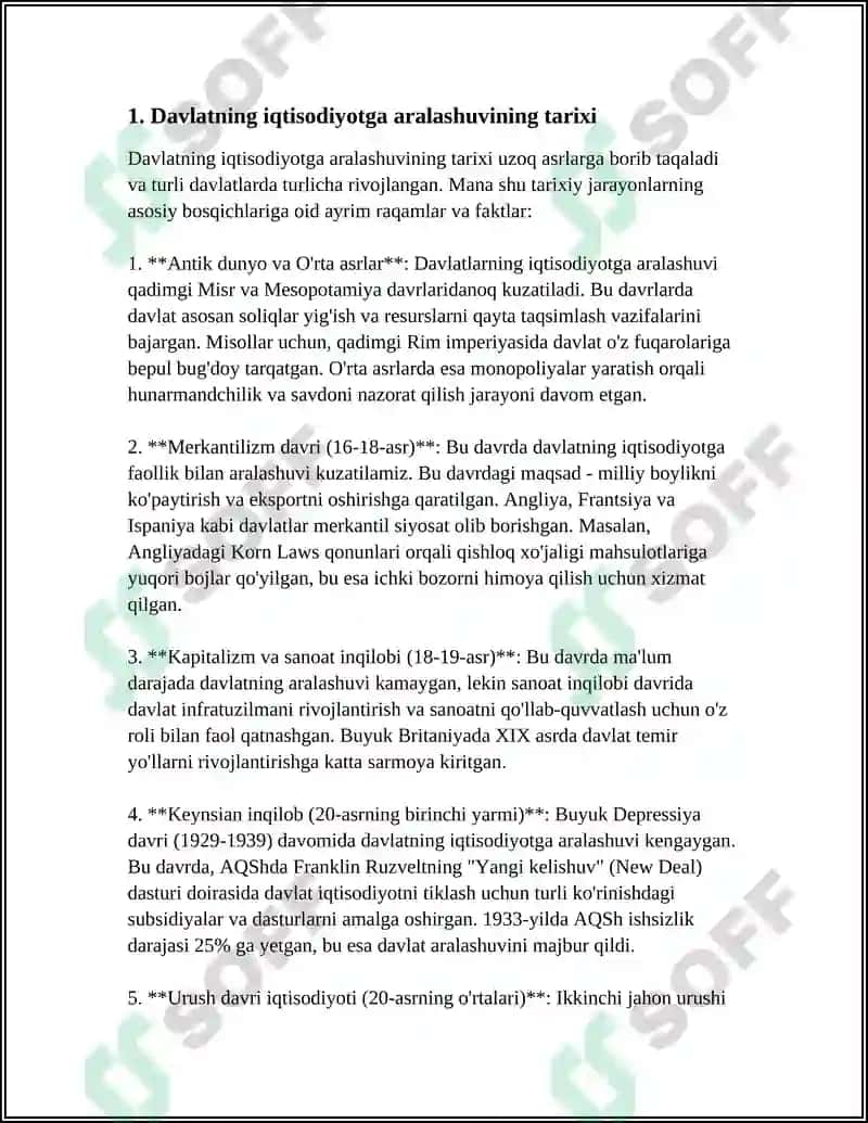 Davlatning iqtisodiyotga aralashuvining tarixi 4
