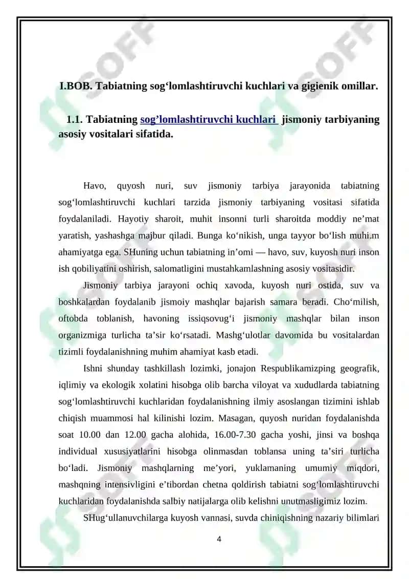 Tabiatning sog’lomlashtiruvchi kuchlari va gigiyenik omillar 4