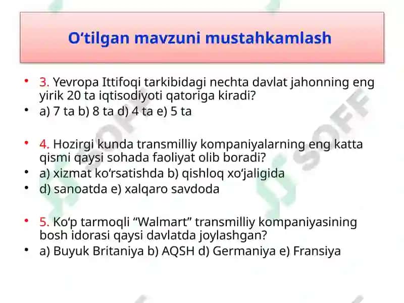 Amaliy mashg'ulot - Jahon xo'jaligi va uning tarkibini o'rganish 4