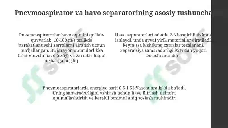 Pnevmoaspirator va xavo separatorlari 4
