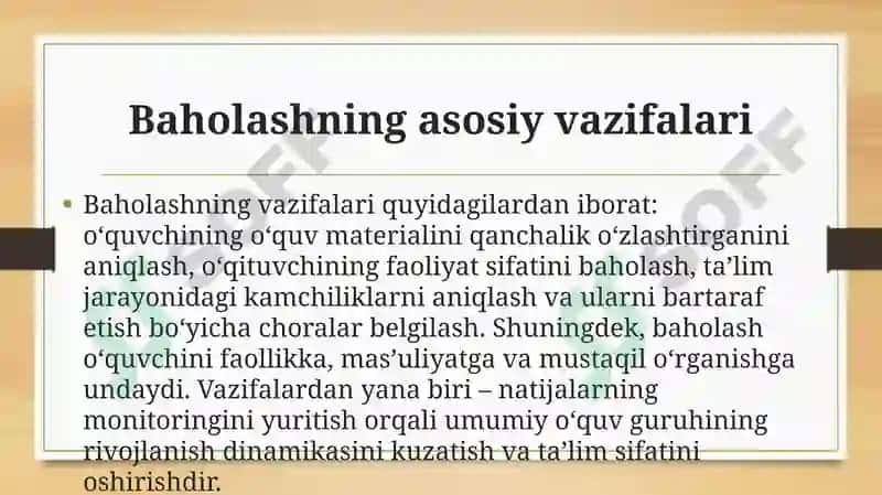 Ta’lim olganlik natijalarini tekshirish va baholash tamoyillari 4