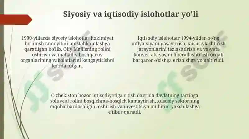 Oʻzbekistonning oʻziga xosistiqlilovati tarqqiyot yoʻli 4