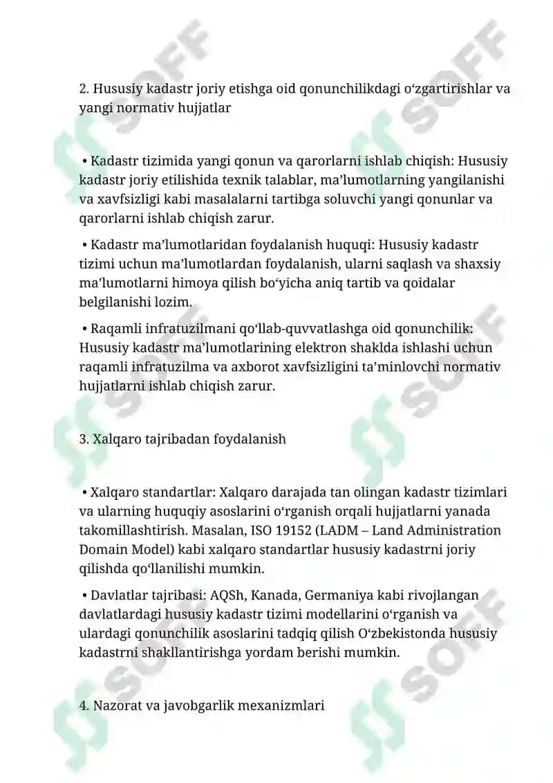 Hususiy kadastr joriy qilish mezonlari 4