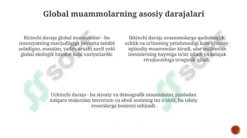 Global muammolarning mezonlari va darajalari 4