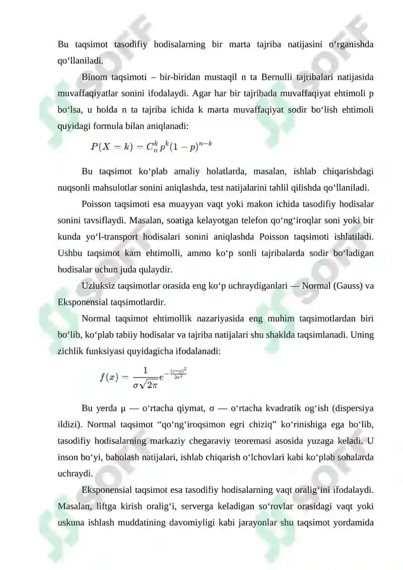 Ehtimollik taqsimotlari va ularning qo'llanilishi 4